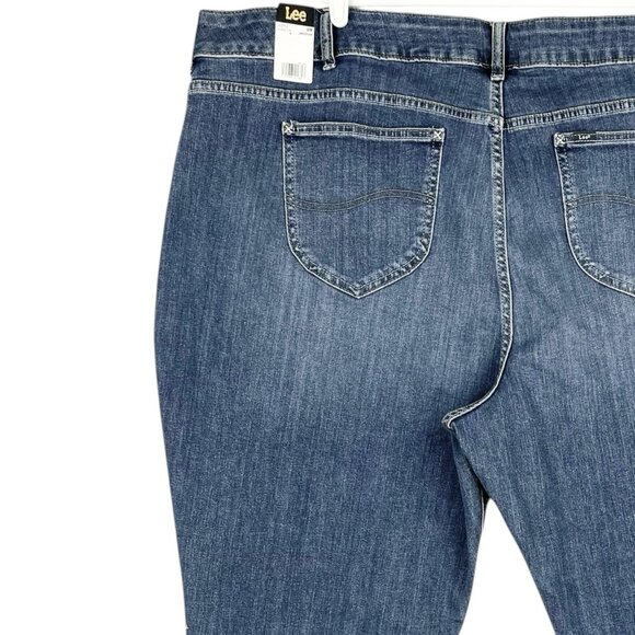 Lee Women's Legendary Stretch Blue Denim Jeans Plus Sz 30W Straight Mid Rise NWT - Picture 6 of 12